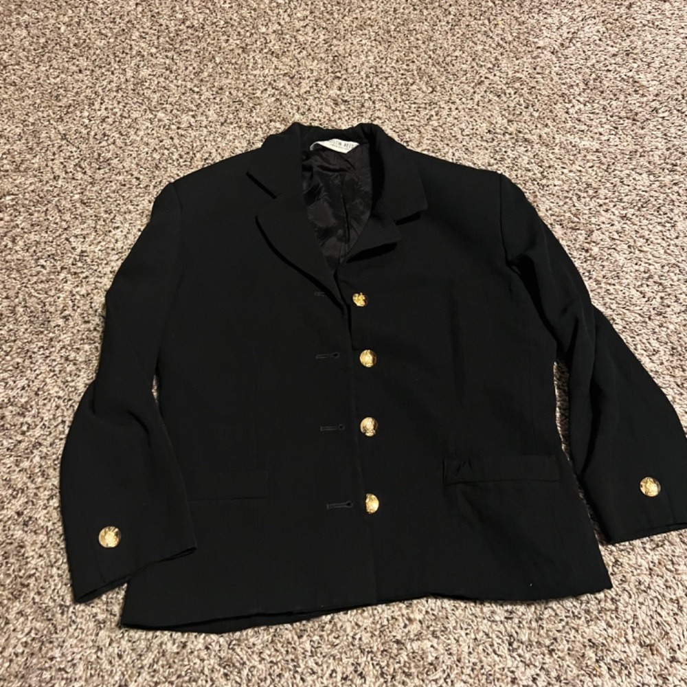 Austin Reed Blazer Jacket Gold Buttons Career Office Coat Black Size Unknown